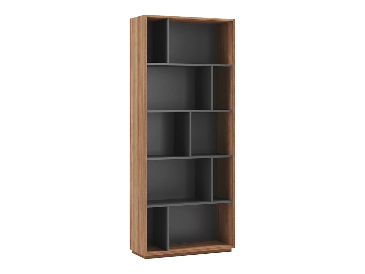 Biblioteca 5 prateleiras - A191cm x C80cm x P32cm nogueira e antracite - Nack