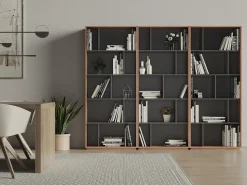 Biblioteca 5 prateleiras - A191cm x C80cm x P32cm nogueira e antracite - Nack