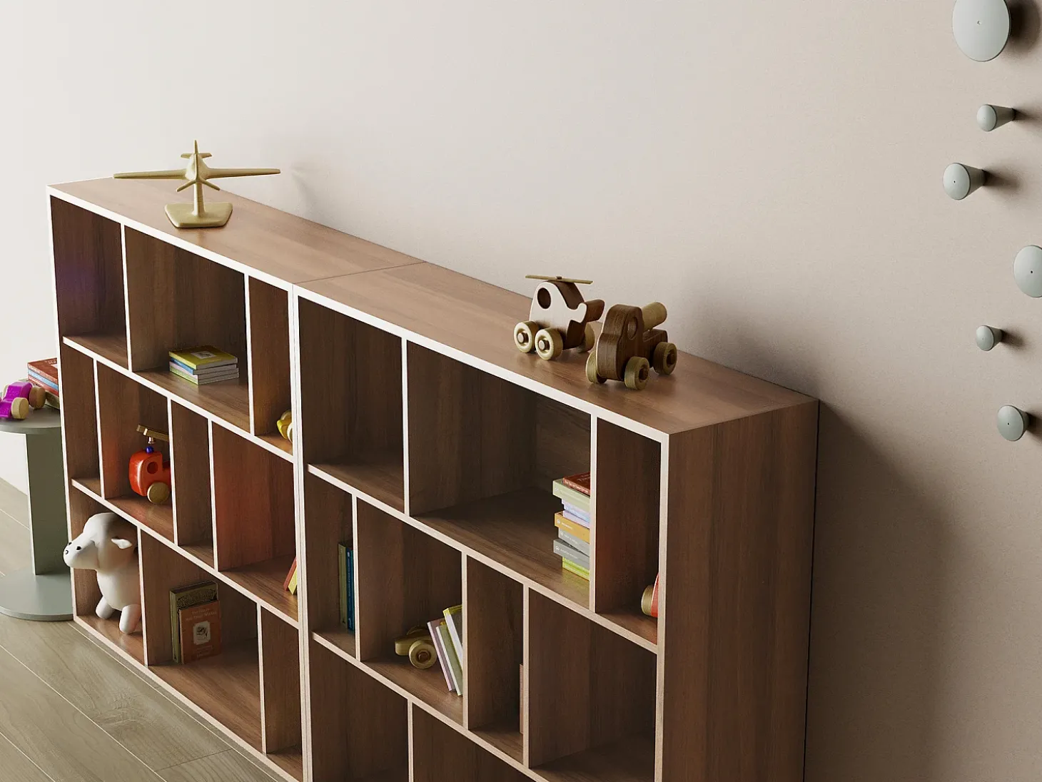 Biblioteca 3 prateleiras - A117cm x C119cm x P32cm nogueira - Nack