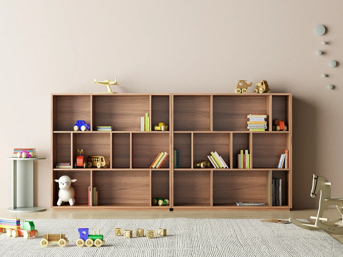 Biblioteca 3 prateleiras - A117cm x C119cm x P32cm nogueira - Nack