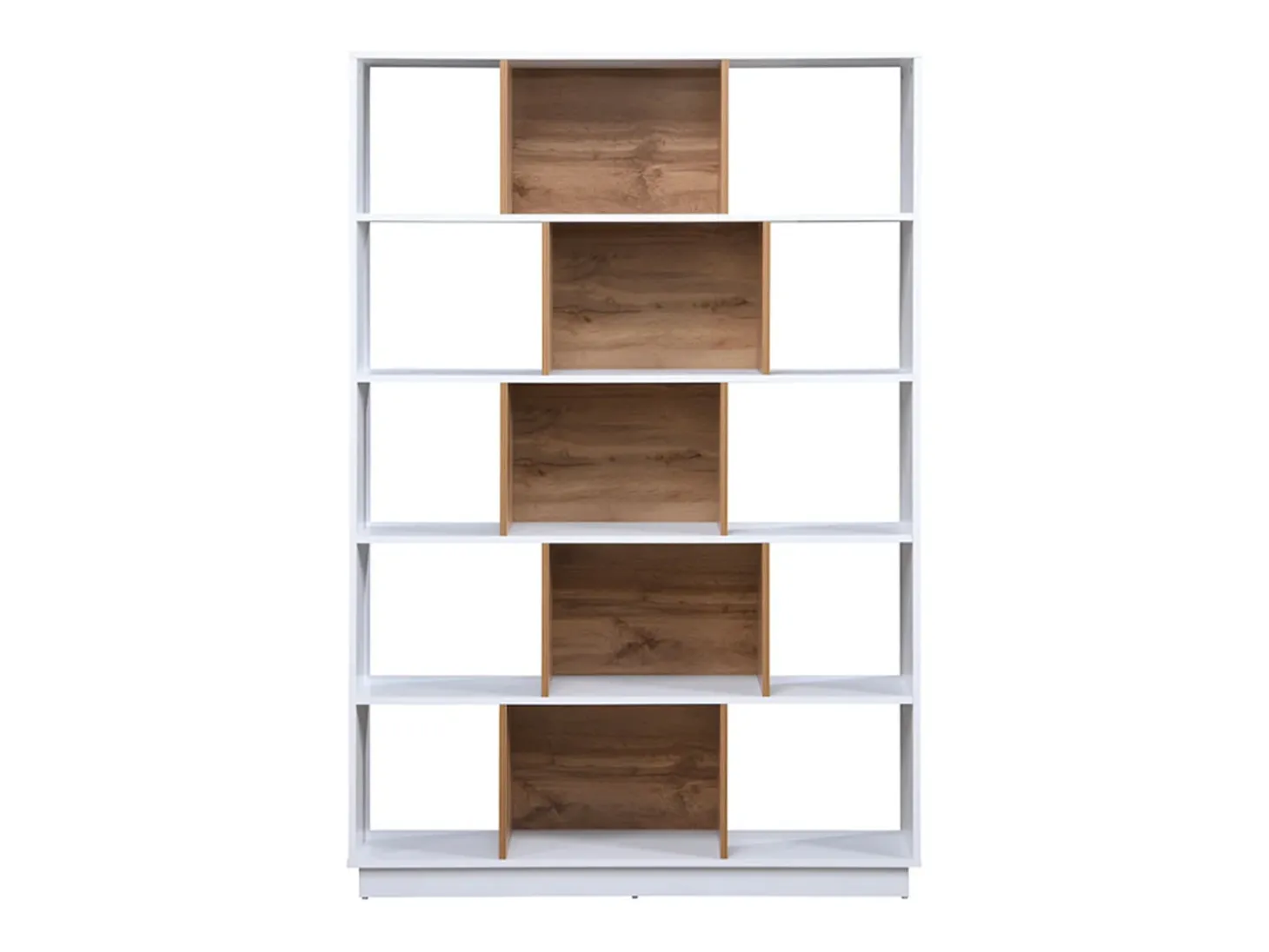 Biblioteca com 15 nichos - Branco e Natural - DALENOR