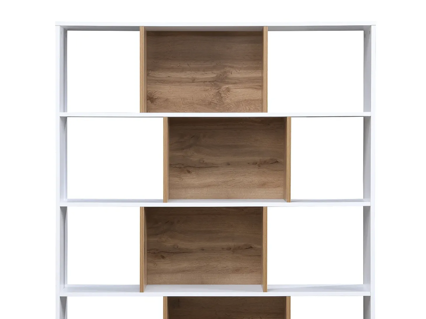 Biblioteca com 15 nichos - Branco e Natural - DALENOR