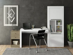 Biblioteca com 2 portas e 3 nichos - C68,5 x L29,9 x A175,5 cm - Cor: branco - EVAN