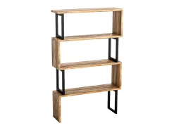 Biblioteca com 3 prateleiras em metal natural claro e preto - ROVENI