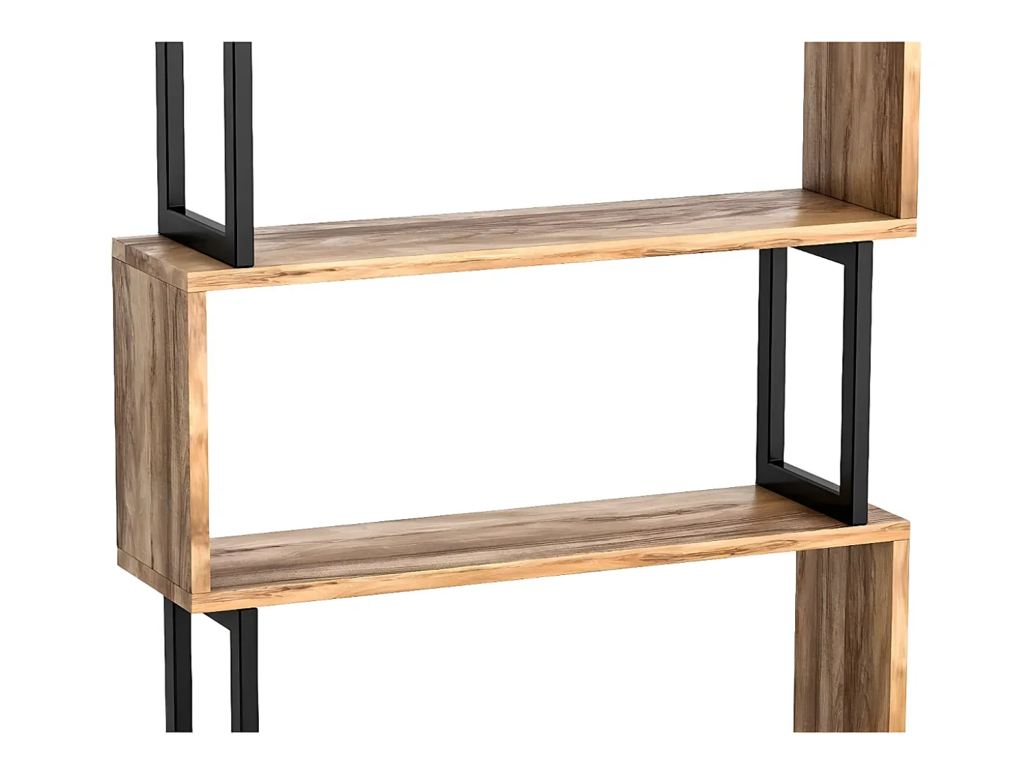 Biblioteca com 3 prateleiras em metal natural claro e preto - ROVENI