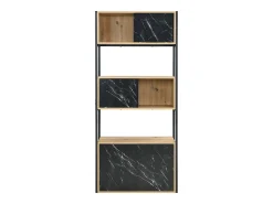Biblioteca com arrumação MDF e aço efeito mármore preto e natural - YELANIA