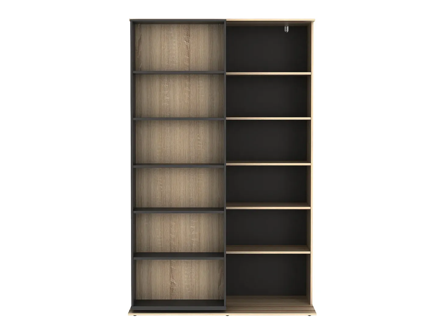 Biblioteca de correr com 18 nichos natural e antracite PRALI