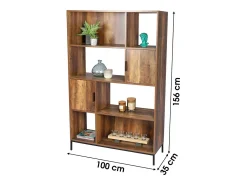 Biblioteca em madeira e estrutura de metal 100x35x156cm