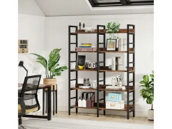 Biblioteca, Estante de Escritório com 5 Níveis, Estante em Pés, Biblioteca Aberta, Grande, Estilo Industrial, 180 x 80 x 30 cm