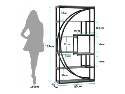 Biblioteca Industrial de 5 Níveis, Biblioteca com 180 cm de Altura com 8 Prateleiras de Armazenamento Abertas