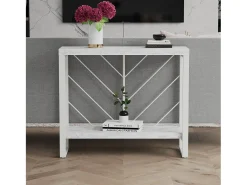 Brielle | Mesa de Consola com 1 Prateleira em Marbel Look Branco