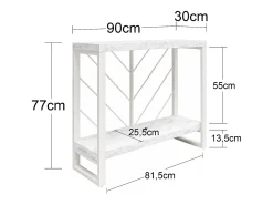 Brielle | Mesa de Consola com 1 Prateleira em Marbel Look Branco
