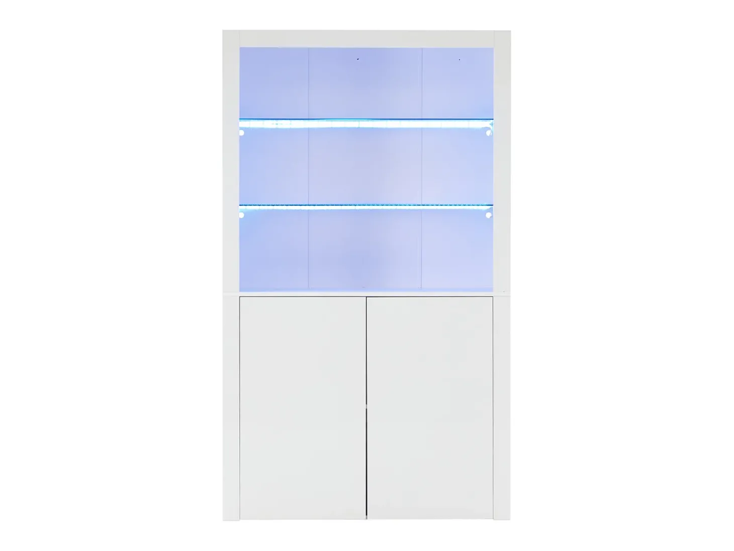 Buffet alto para sala 100x35x170 cm - vitrines com iluminação LED - tampo de vidro temperado - Branco