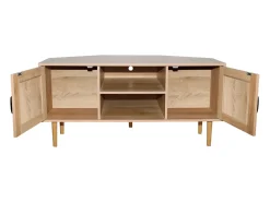Buffet Artic em madeira clara com portas de efeito de cana e nichos - Estilo Contemporâneo - 115 cm