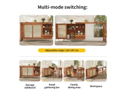 Buffet, Móveis de Bar Rotativo Extensível - MDF - Com Armazenamento Diversos - Castanho
