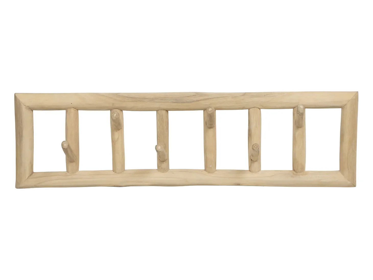 Cabide 6 ganchos em madeira de teca - C70 x L11 x A20 cm - Cor: natural - LIPALIA