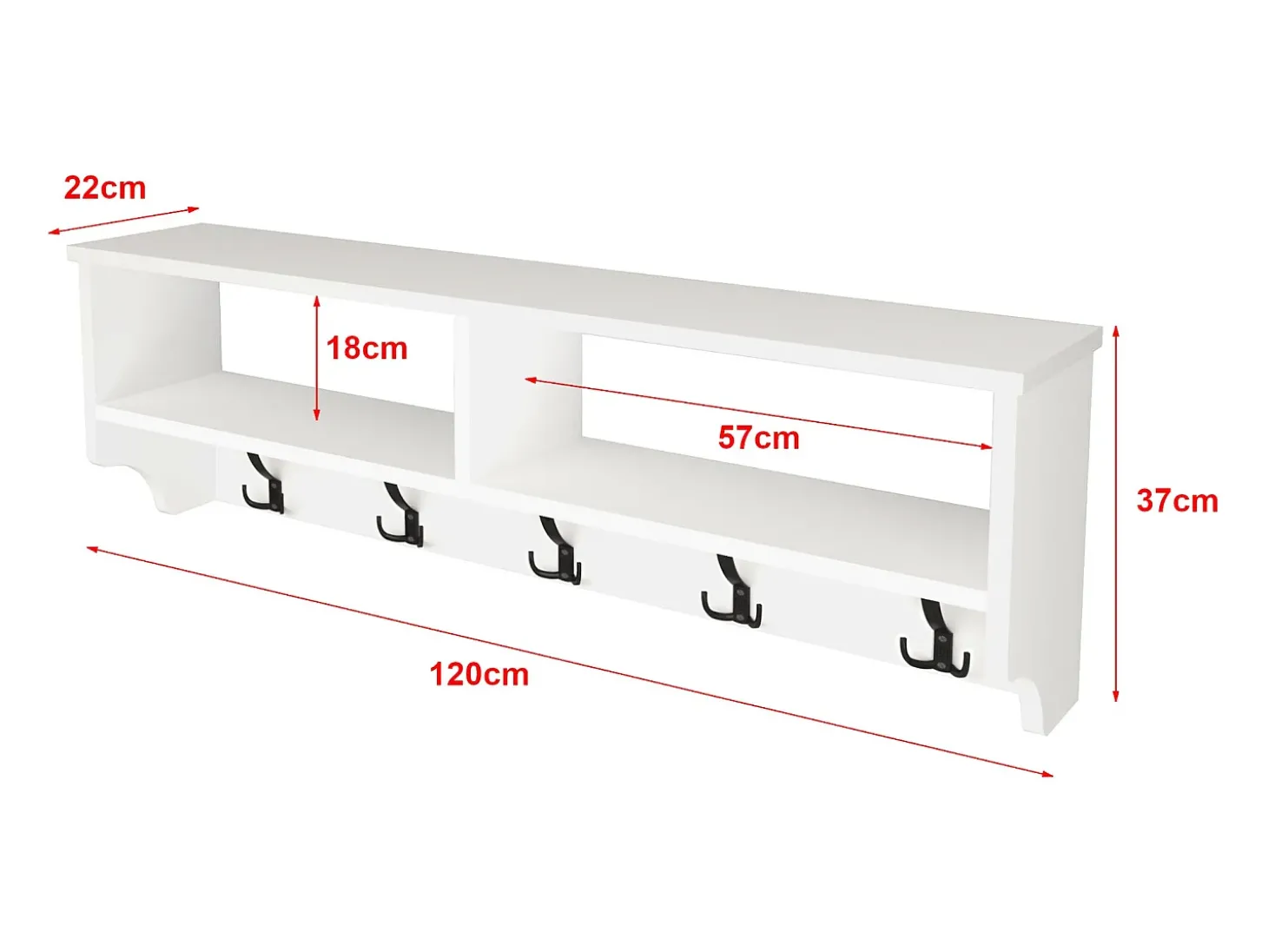 Cabide com 15 ganchos 120 x 22 x 37 cm branco 03_0008186