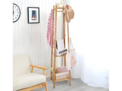 Cabide de designer com 3 prateleiras e 8 ganchos, cabideiro sólido, cabideiro para entrada, 39x39x169cm