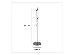 Cabide de metal preto, 6 cabides, 176 cm