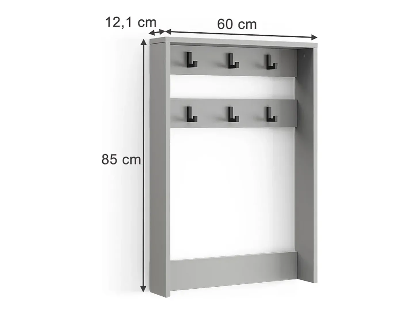 Cabide de parede cinza 60x12.1x85 eliza
