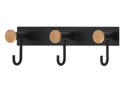 Cabide de parede com 5 ganchos - metal - preto - VEDIA