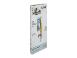 Cabide Jano com 6 ganchos e 2 prateleiras, estilo industrial, preto, 175 cm