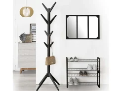 Cabide multiambiente com 8 cabides, preto, 173 cm
