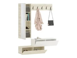Cabideiro haaus Diego, Carvalho Branco/Branco, 140 x 28 x 180 cm
