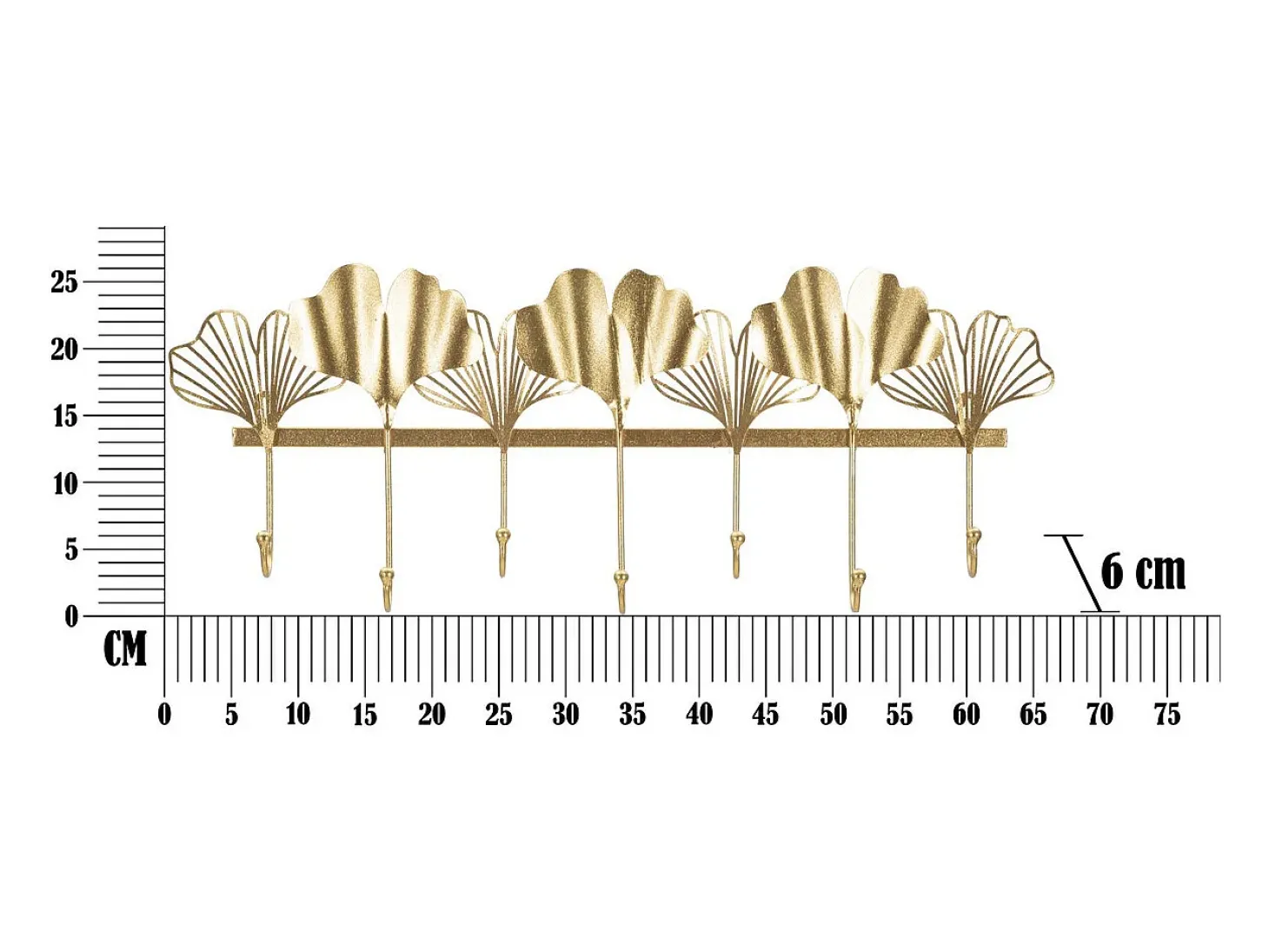 Cabides de Parede Folha 8, Ouro, 66,2x6x26,3 cm, Kendra Home