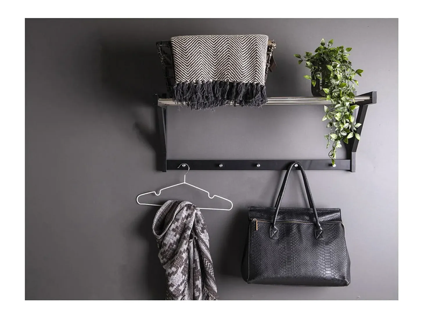 Cabides de Parede Padova, Preto, 78x32x34 cm, Kendra Home