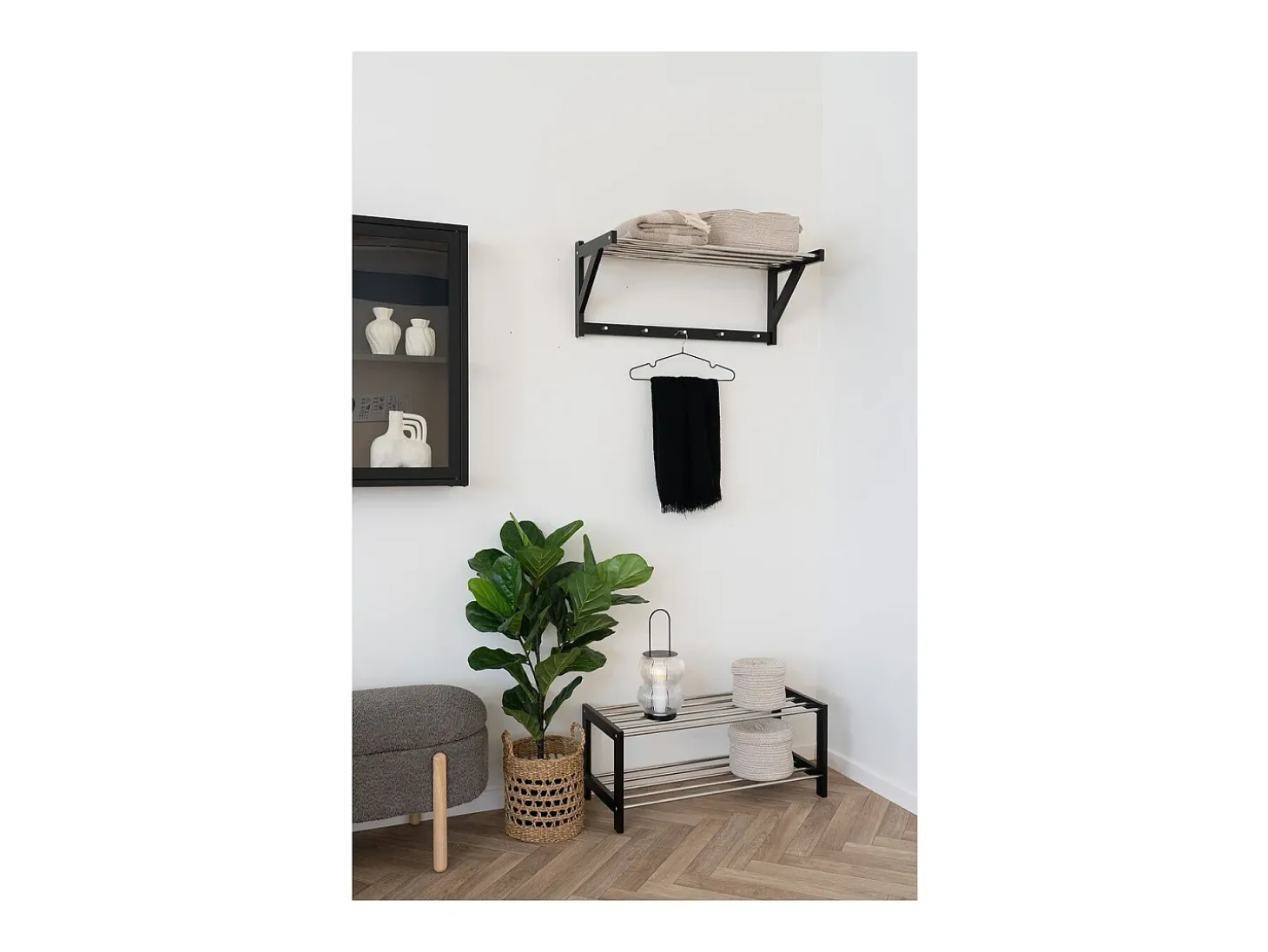 Cabides de Parede Padova, Preto, 78x32x34 cm, Kendra Home