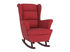 Cadeira baloiço c/ pernas em seringueira veludo vermelho tinto PT262044