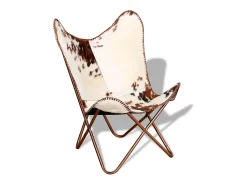 Cadeira Borboleta | Seta Chair pele de vaca genuína castanho e branco SHL886183