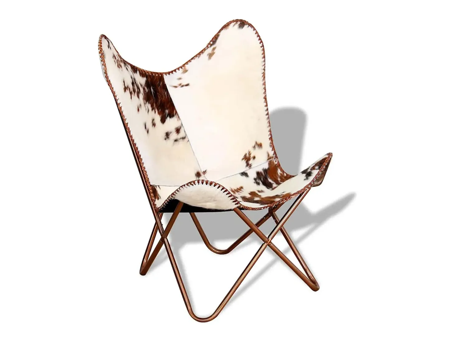 Cadeira Borboleta | Seta Chair pele de vaca genuína castanho e branco SHL886183