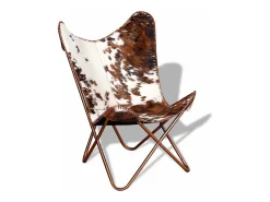 Cadeira Borboleta | Seta Chair pele de vaca genuína castanho e branco SHL886183