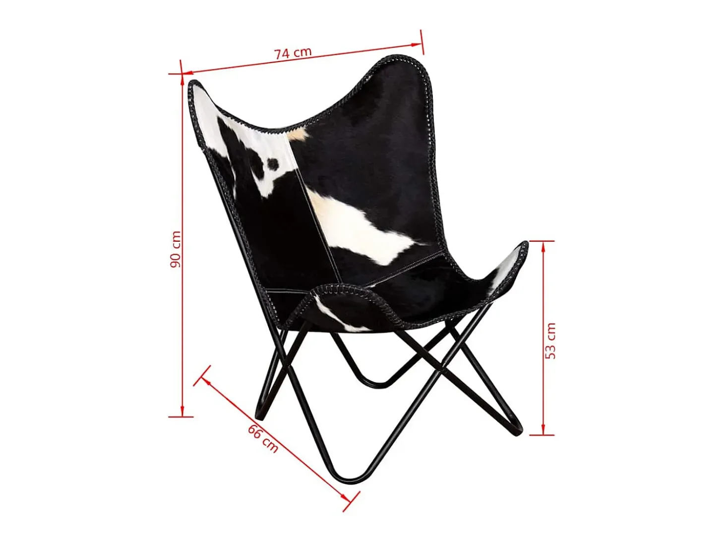 Cadeira Borboleta | Seta Chair pele de vaca genuína preto e branco SHL576452