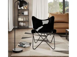 Cadeira Borboleta | Seta Chair pele de vaca genuína preto e branco SHL576452