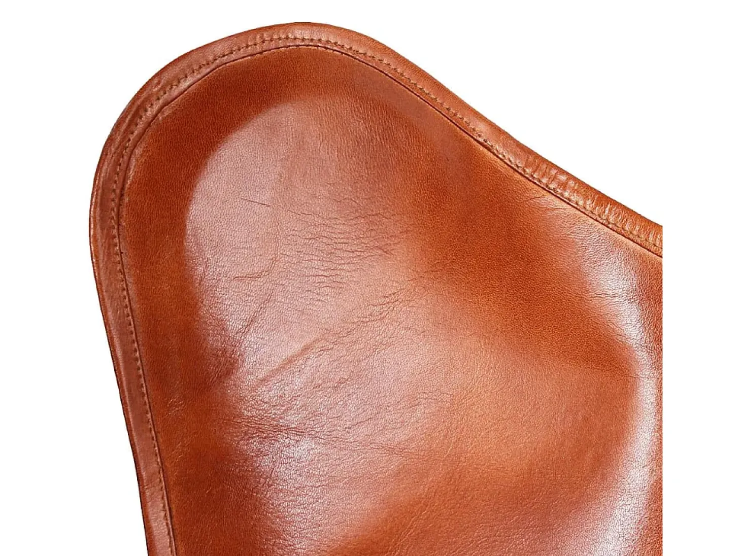Cadeira borboleta em couro genuíno castanho PT500938