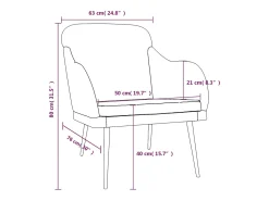 Cadeira c/ apoio de braços 63x76x80 cm veludo cinzento-escuro