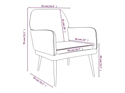Cadeira c/ apoio de braços 62x79x79 veludo cinzento-claro