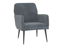 Cadeira c/ apoio de braços 62x79x79 cm veludo cinzento-escuro PT221327