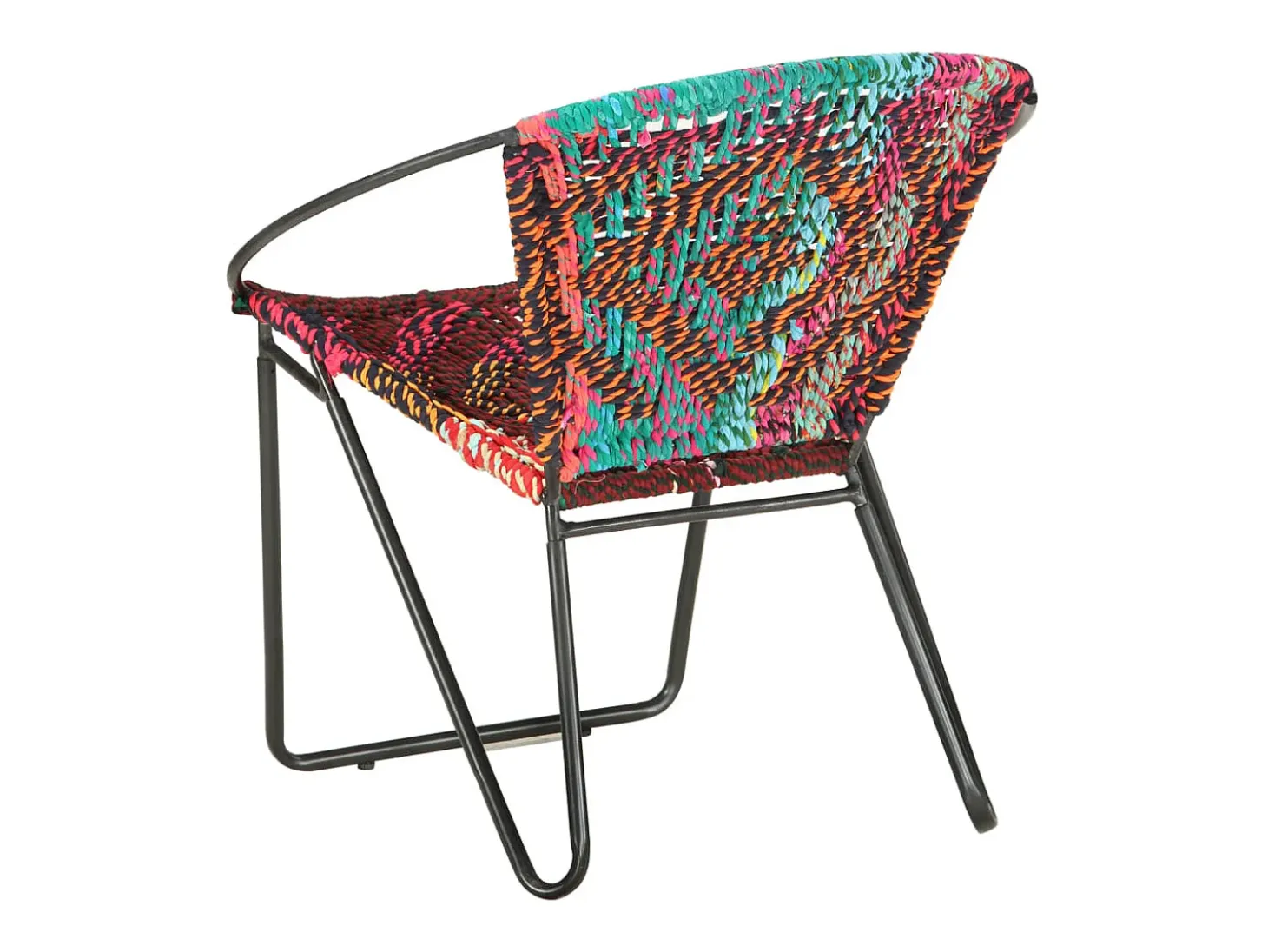 Cadeira circular em tecido chenille multicolorido