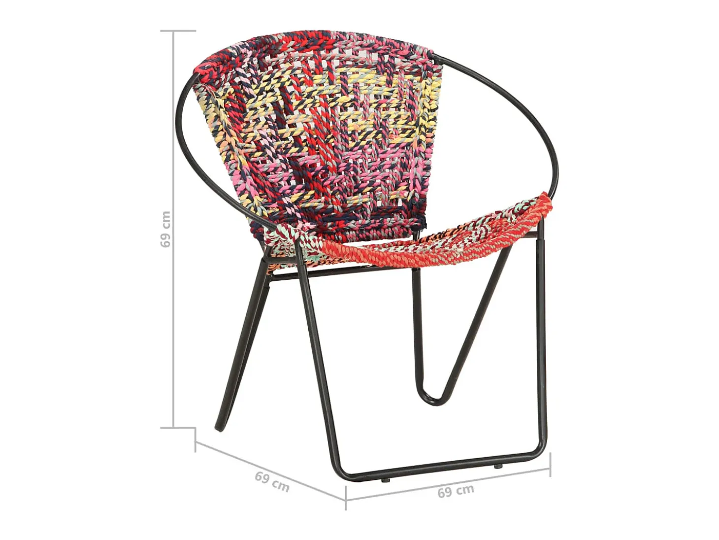 Cadeira circular em tecido chenille multicolorido