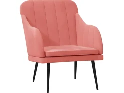 Cadeira com apoio de braços 63x76x80 cm veludo rosa PT486911