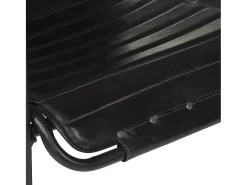 Cadeira com braços e apoio de pés couro genuíno preto