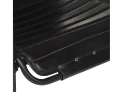 Cadeira com braços e apoio de pés couro genuíno preto PT132266