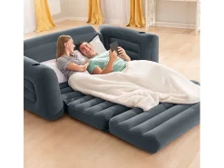Cadeira convertível em cama 203x231x66 cm cinzento-escuro