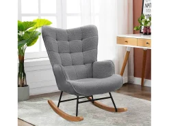 Cadeira de balanço - Cadeira de sala para quarto - Capacidade de carga até 120 kg - Poliéster - Cinza - 68 x 75 x 92 cm