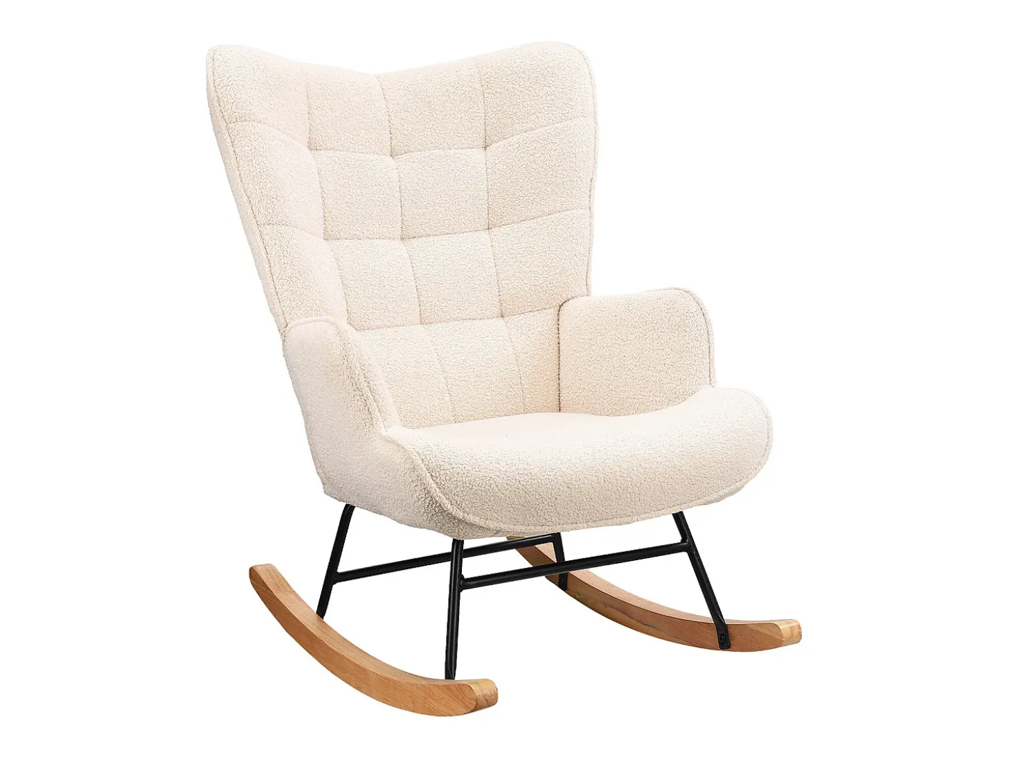 Cadeira de balanço - Cadeira de sala para quarto - Capacidade de carga até 120 kg - Poliéster - Bege - 68 x 75 x 92 cm