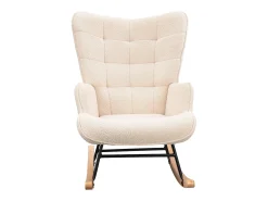 Cadeira de balanço - Cadeira de sala para quarto - Capacidade de carga até 120 kg - Poliéster - Bege - 68 x 75 x 92 cm